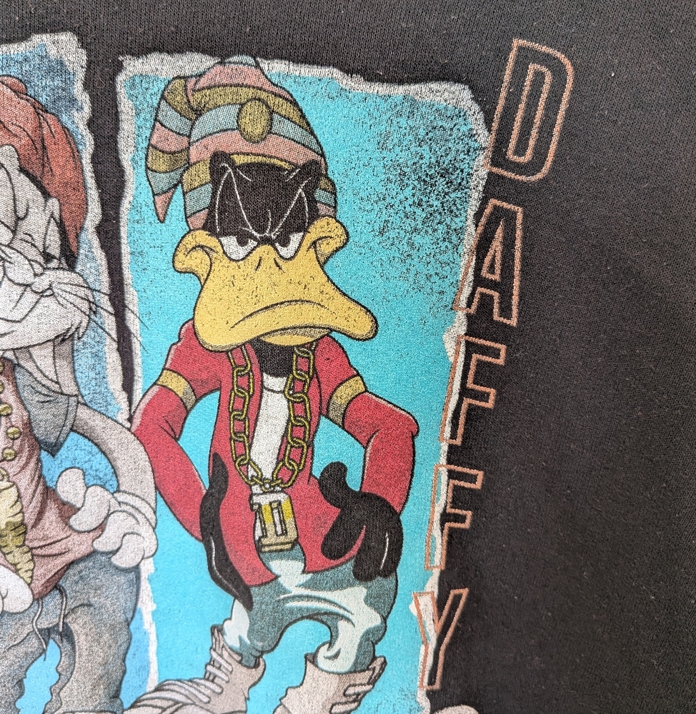 Space Jam Looney Tunes Black Hoodie Bugs Bunny Daffy Duck Unisex L Pullover Fall - Picture 2 of 6